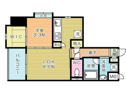 アミュゼ城野(1LDK/4階)の間取り写真