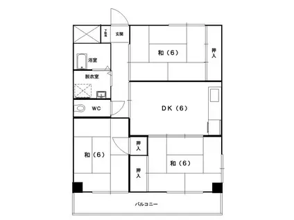 鷲田ビル(3DK/2階)の間取り写真