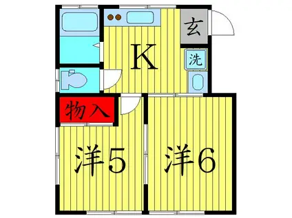 ドマーニ八広(2K/2階)の間取り写真