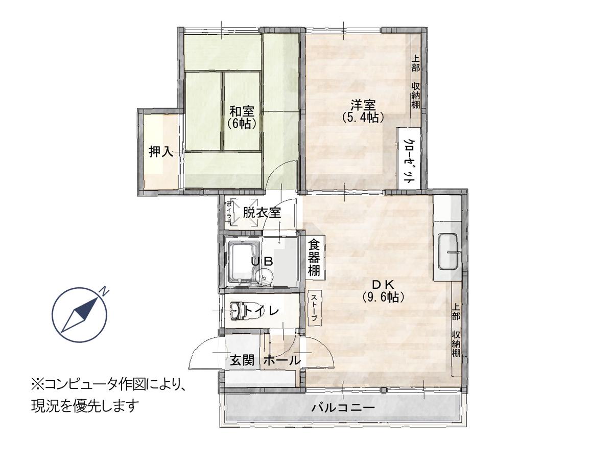 リバレイン明神町(2DK/2階)の間取り写真