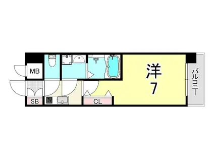 レジュールアッシュ塚本レジデンス(1K/4階)の間取り写真