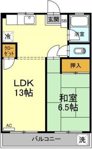 大石マンション(1LDK/3階)の間取り写真