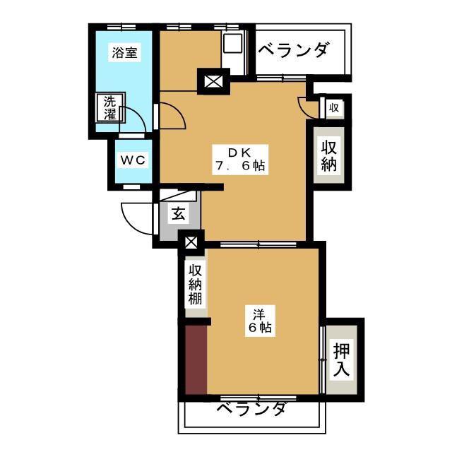 海神マンション(1DK/5階)の間取り写真