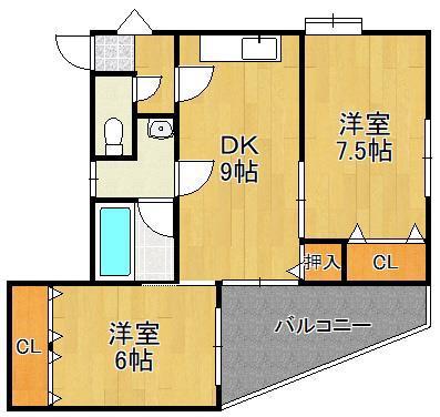 エミナースII(2DK/3階)の間取り写真