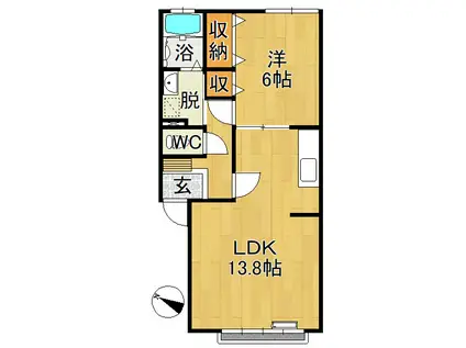 ハイセレールアイ(1LDK/2階)の間取り写真