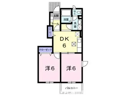 メゾン山水(2DK/1階)の間取り写真