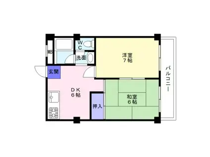 あびこ阪下ハウスマンション(2DK/3階)の間取り写真