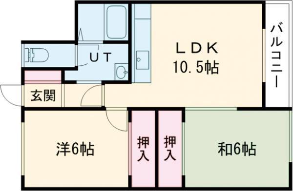 壱番館A(2LDK/1階)の間取り写真