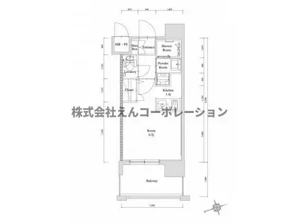 エンクレスト天神GLEE(1K/4階)の間取り写真