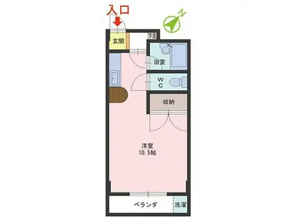 ツィンクル谷内(ワンルーム/2階)の間取り写真