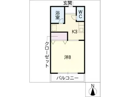 JM虹ヶ丘(1K/2階)の間取り写真