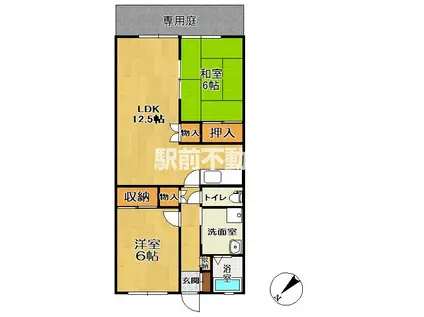 グリーンコーポヒラタ(2LDK/1階)の間取り写真