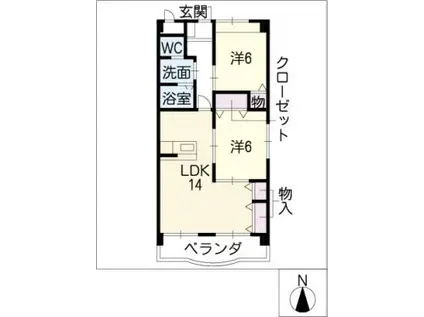 グランデージKT(2LDK/2階)の間取り写真