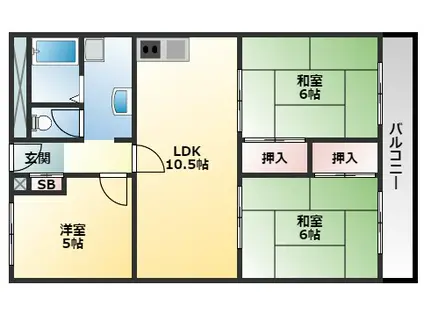 有宏ハイツ(3LDK/2階)の間取り写真