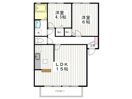 セブンリバーサイド(2LDK/1階)の間取り写真