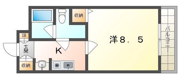 アメニティサンライズ(1K/2階)の間取り写真