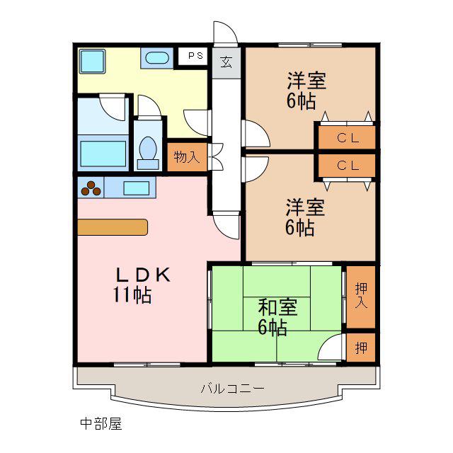 CLIE HIRATA(3LDK/6階)の間取り写真