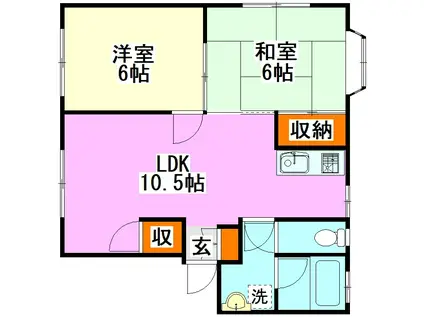 エクレール古野(2LDK/1階)の間取り写真