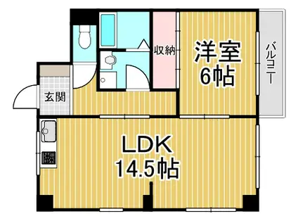 村上マンション(1LDK/2階)の間取り写真