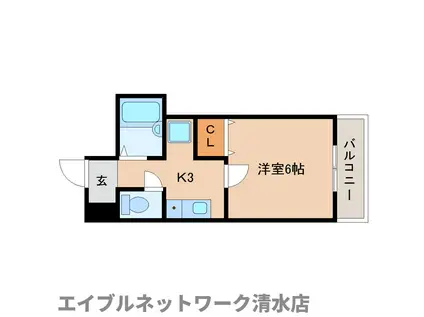 ビブレソレイユ(1K/2階)の間取り写真