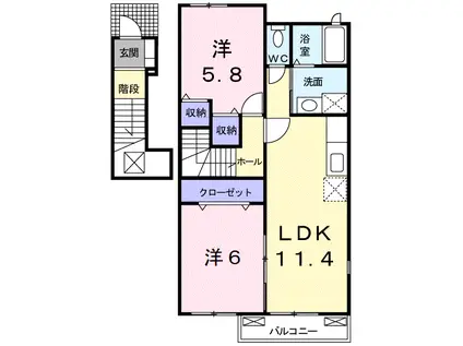 コモド ヴィラ I(2LDK/2階)の間取り写真