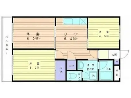 大寿マンション(3DK/2階)の間取り写真