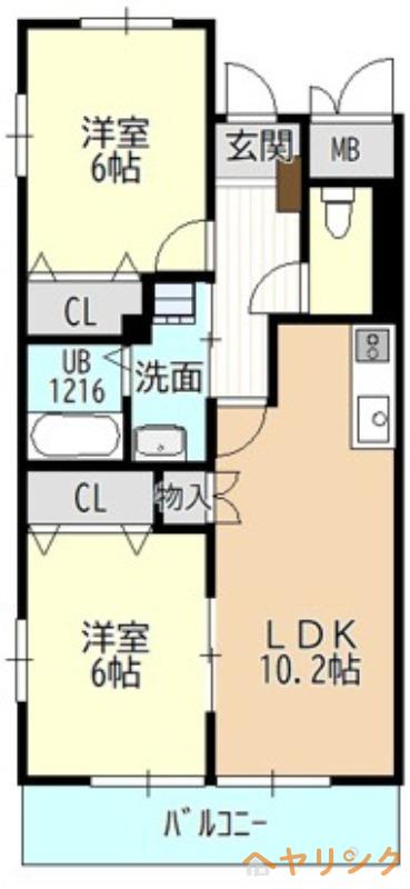 プティアルカンシェル(2LDK/3階)の間取り写真