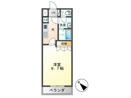メリーベル(1K/2階)の間取り写真