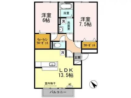 リビングタウン福山東A棟(2LDK/3階)の間取り写真