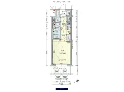 プレサンスOSAKADOMECITYクロスティ(1K/12階)の間取り写真
