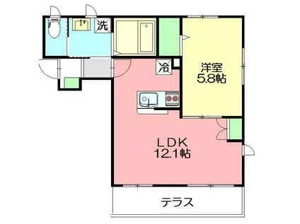 コトリオ湘南(1LDK/1階)の間取り写真