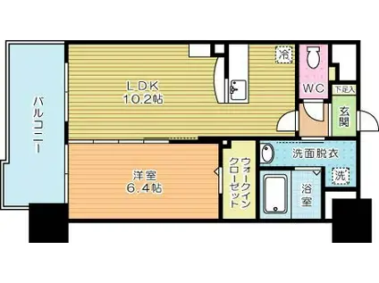 グランヒルズ三萩野(1LDK/9階)の間取り写真