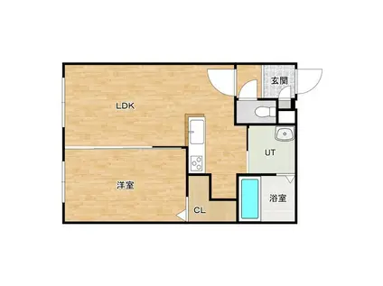 GLASE(1LDK/3階)の間取り写真