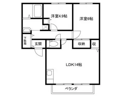 パストラーレ御立 A棟(2LDK/2階)の間取り写真