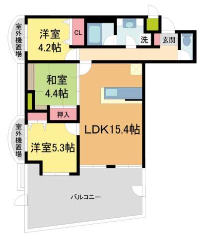 パレシェール芦屋東山(3LDK/1階)の間取り写真