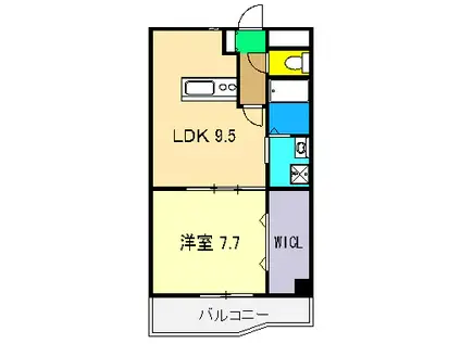 JR土讃線 高知駅 徒歩11分 4階建 築23年(1LDK/4階)の間取り写真