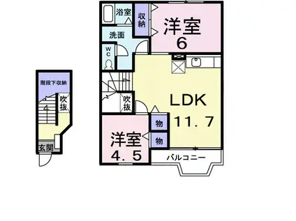 ウィステリア(2LDK/2階)の間取り写真