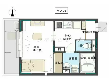 2026春 今出川エリア(1K/1階)の間取り写真