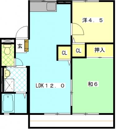 ピュアII(2LDK/2階)の間取り写真
