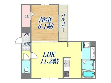 プレガーレ中須佐(1LDK/2階)の間取り写真