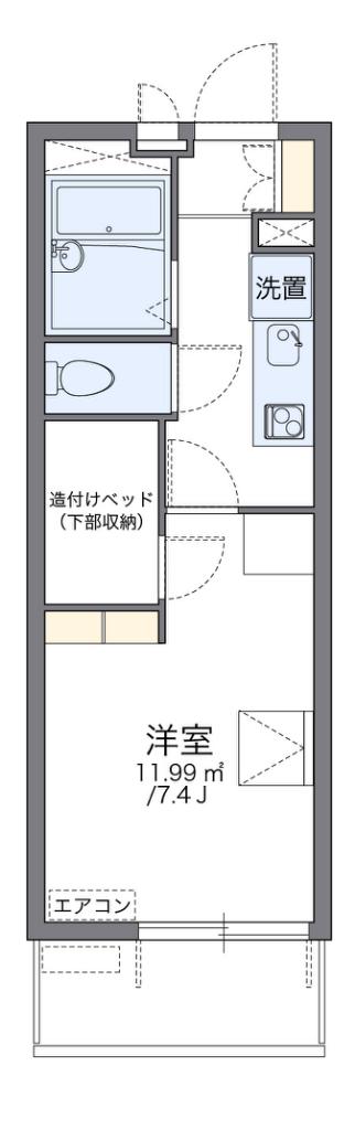 レオパレスゆとろぎ岡部(1K/1階)の間取り写真