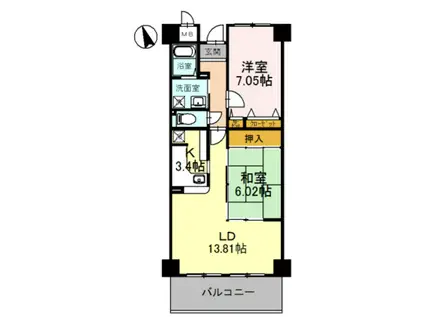 ラ・メゾンMSII(2LDK/2階)の間取り写真