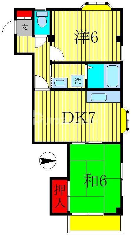 ラフィーヌ・新松戸南(2DK/2階)の間取り写真