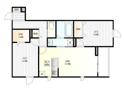 ベルリード美田園(2LDK/1階)の間取り写真