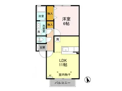 D-ROOM フラワーレジデンス フローラル E102(1LDK/1階)の間取り写真