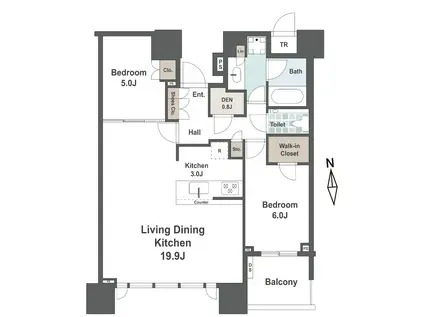 ドゥ・トゥールイースト(2LDK/33階)の間取り写真