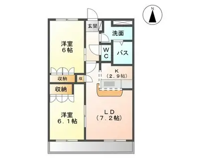 ロイヤルヒル岩松II(2LDK/2階)の間取り写真