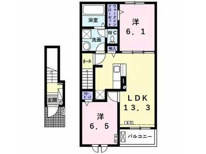 グランターサIII(2LDK/2階)の間取り写真