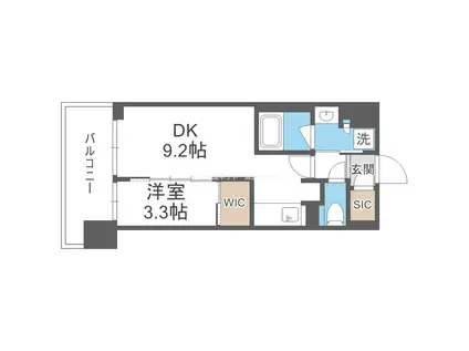 コンフォリア新大阪宮原Q(1LDK/2階)の間取り写真