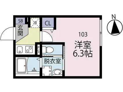 京急大師線 鈴木町駅 徒歩15分 2階建 築1年(1K/1階)の間取り写真